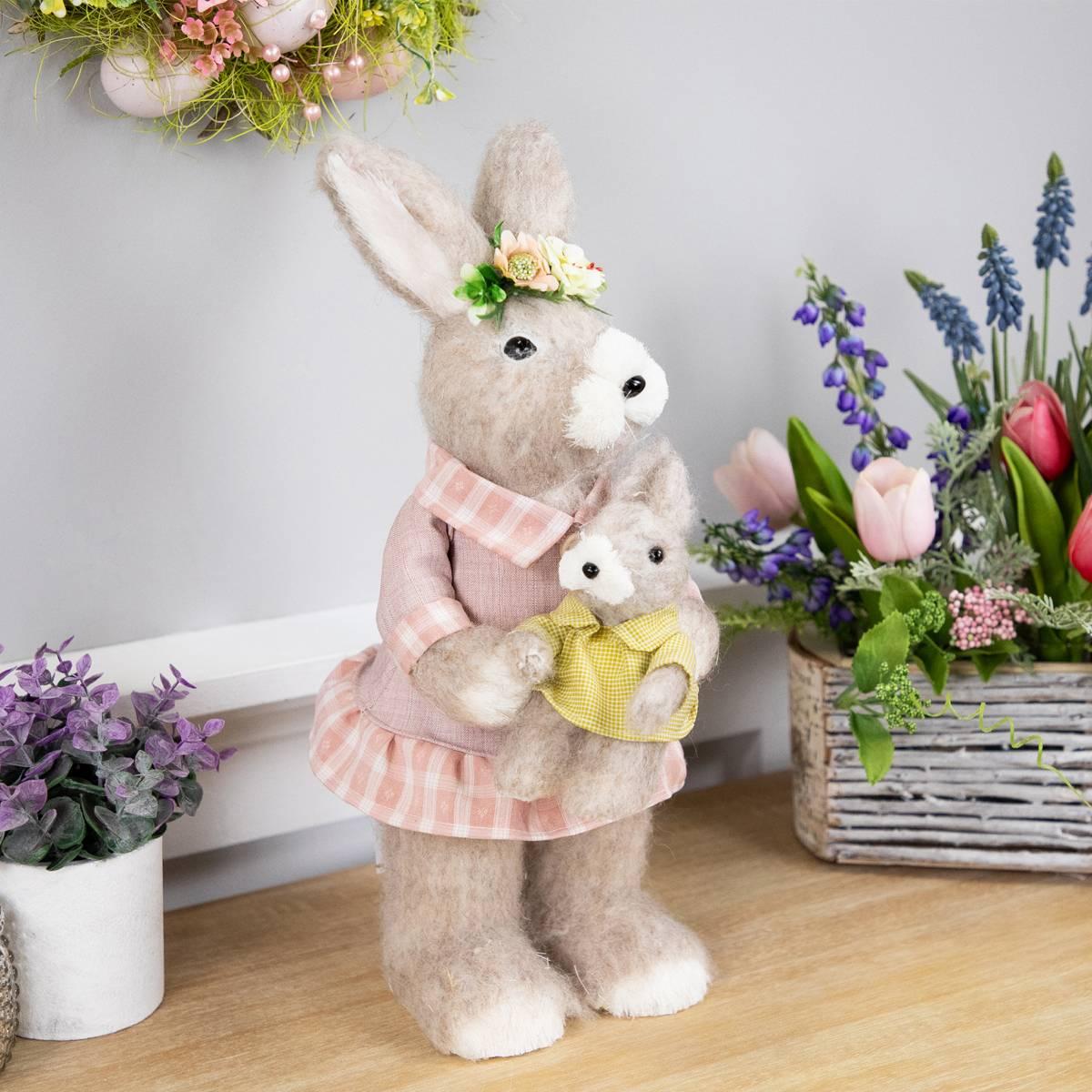 Northlight Seasonal Mother Rabbit with Baby Bunny Easter Figurine