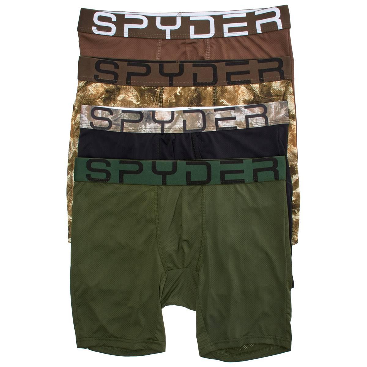 Mens Spyder 4pk. Camo Knit Nylon Mesh Boxer Briefs