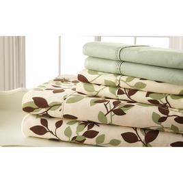 Spirit Linen Home(tm) Traditional Green/Brown Leaves Sheet Set