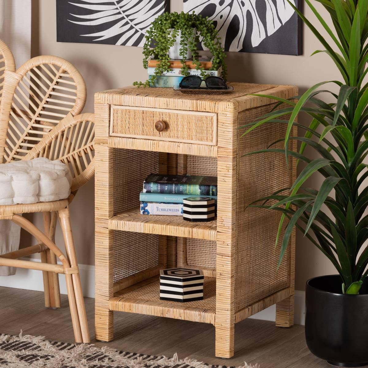 Baxton Studio Bella Brown Mahogany Wood 1-Drawer Nightstand