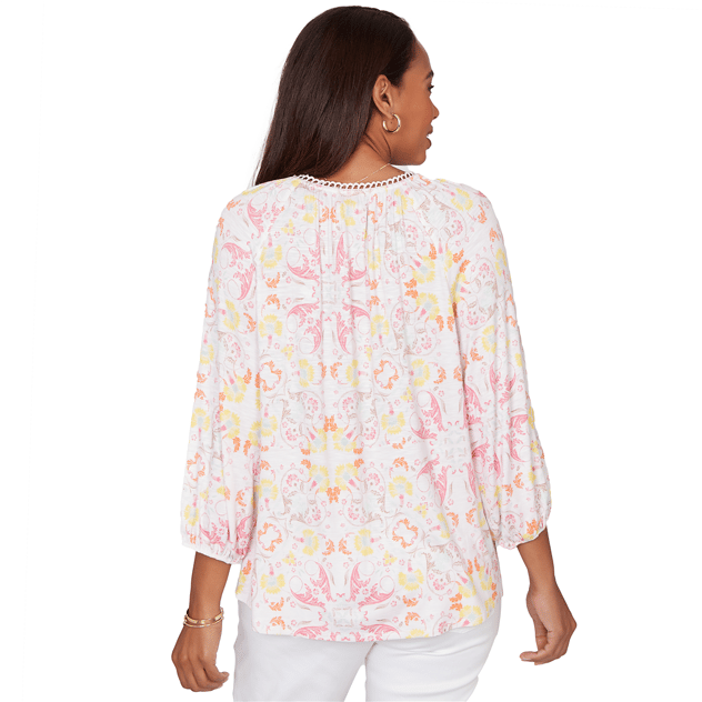 Petite Ruby Rd. Renaissance Romance Keyhole Neck Blouse