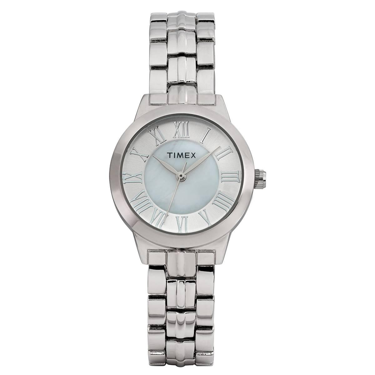 Womens Timex(R) Silver-Tone Mother of Pearl Dial Watch - TW2Y38400J