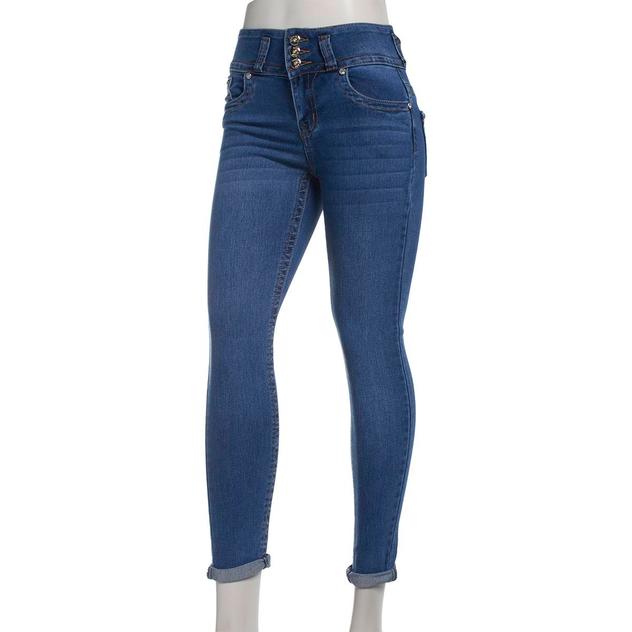 Juniors Gogo Jeans Jeweled High Rise Cuffed Skinny Jeans