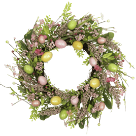 Northlight 20in. Glittered Eggs Hibiscus & Berries Easter Wreath