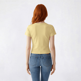Juniors No Comment Star Denim Applique Baby Tee - Star