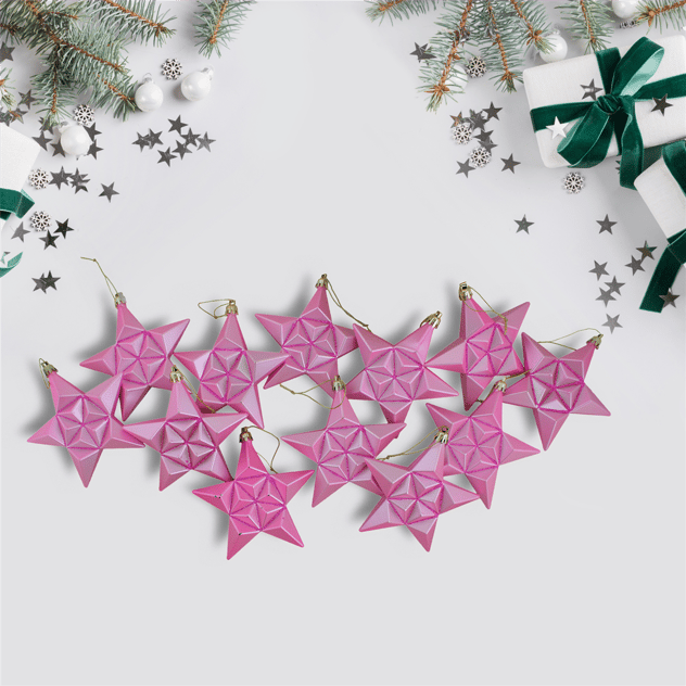 DAK 12ct. Matte Glittered Star Shatterproof Ornaments