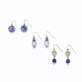 Ruby Rd. Set of 3 Silver-Tone & Blue Drop Earrings