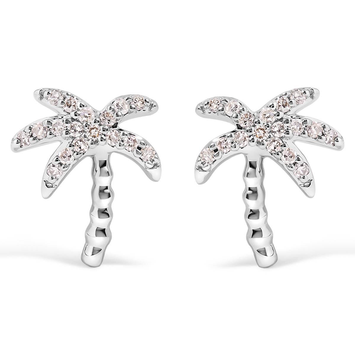 Haus of Brilliance 10kt. White Gold Diamond Palm Tree Earrings