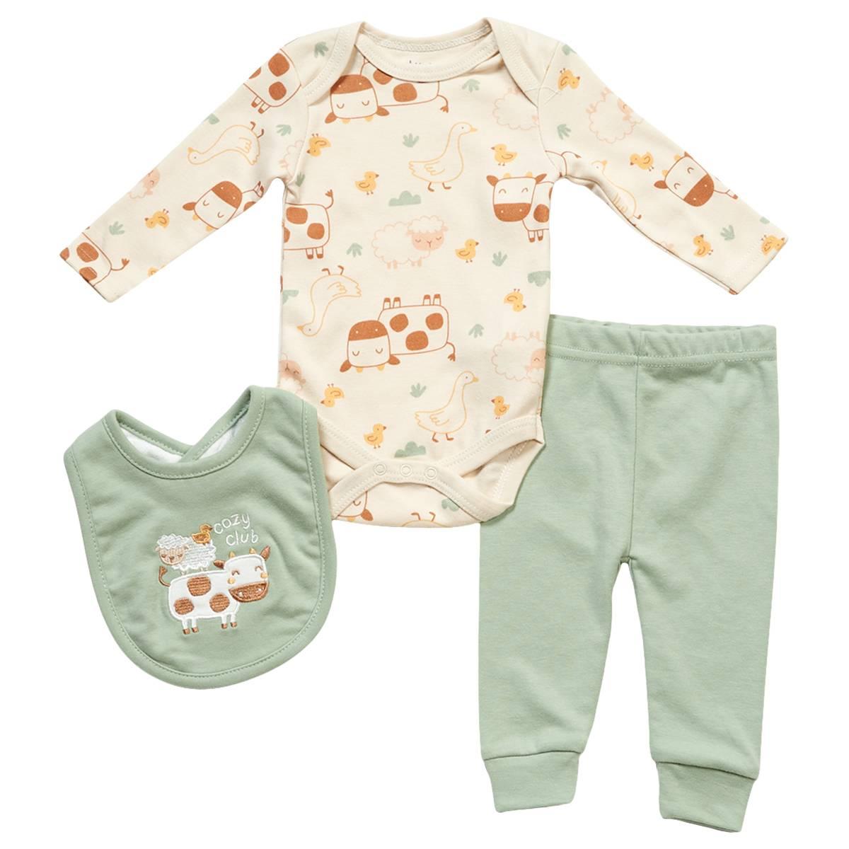 Baby Unisex (NB-9M) baby views(R) 3pc. Farm Animals Onesie Set