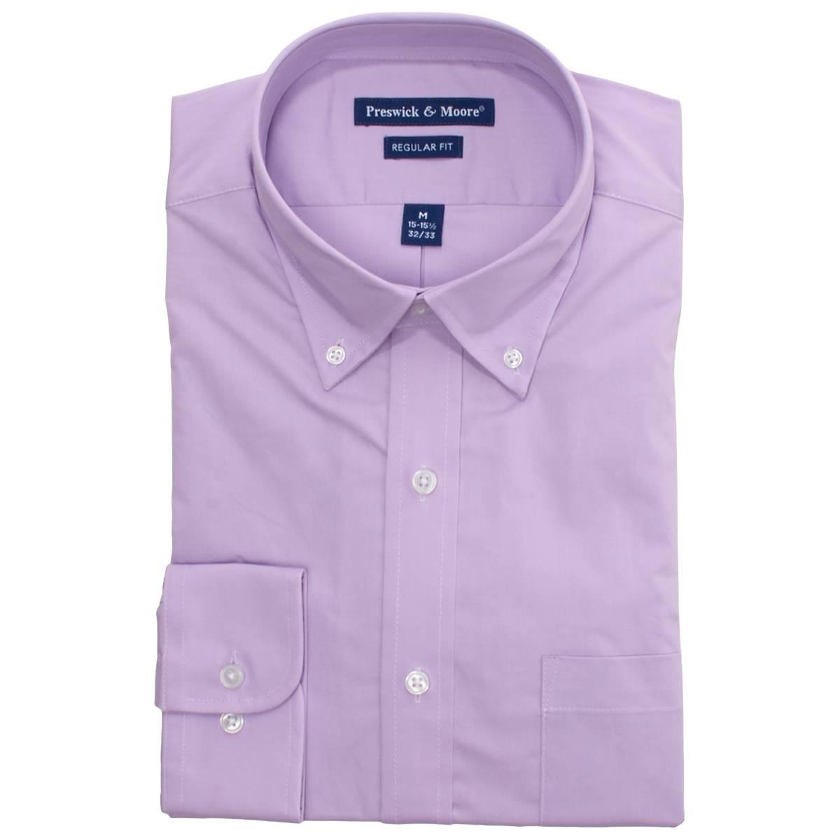 Mens Preswick & Moore(R) Regular Fit Cotton Dress Shirt - Lilac
