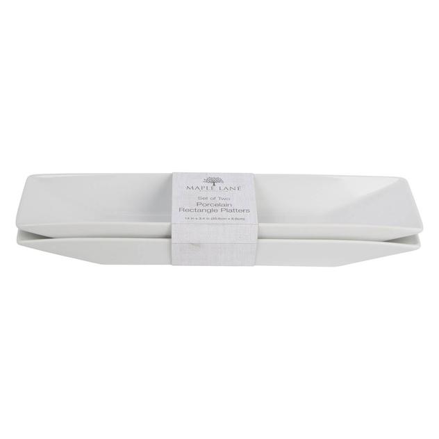 Maple Lane Set of 2 14in. Porcelain Rectangle Serving Bowls