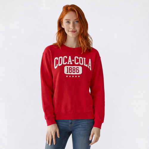 Juniors Hybrid Coca Cola 1886 Fleece Crew Neck Sweatshirt