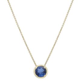 Gold Plated Lab Grown Sapphire Center Stone Pendant Necklace