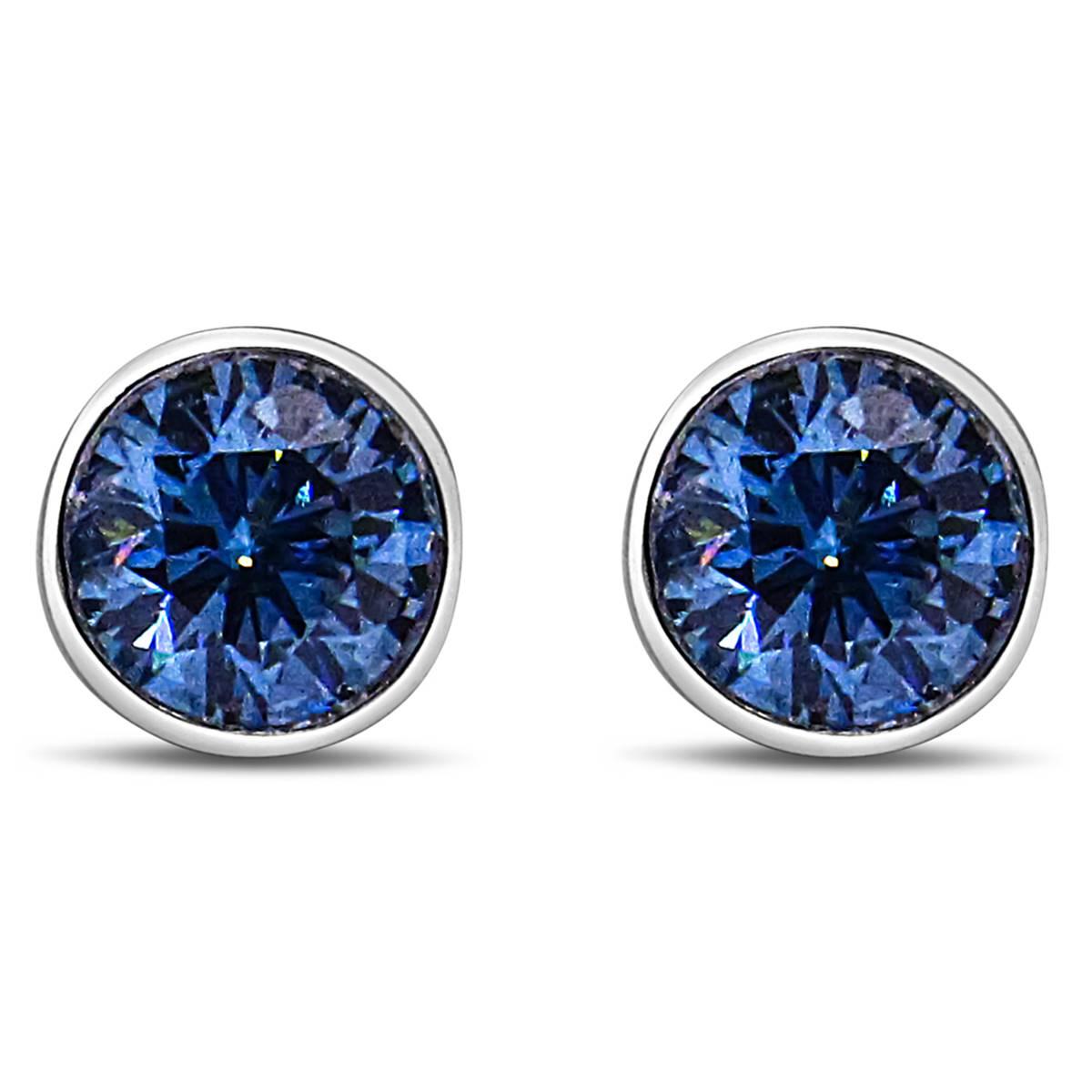 Haus of Brilliance 1ctw. Blue Lab Grown Diamond Stud Earrings