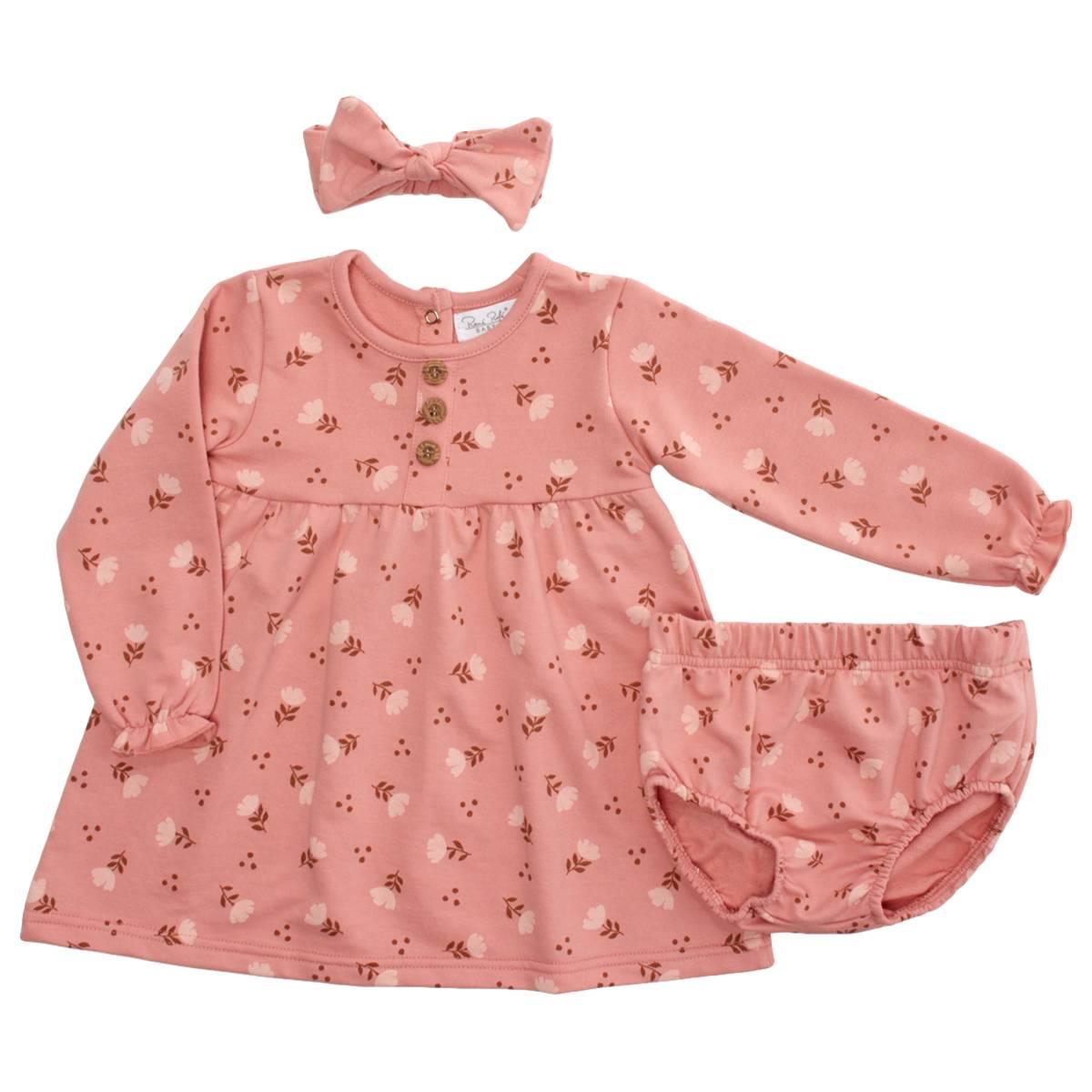 Baby Girl (12-24M) Rene Rofe(R) 3pc. Floral Long Sleeve Dress Set