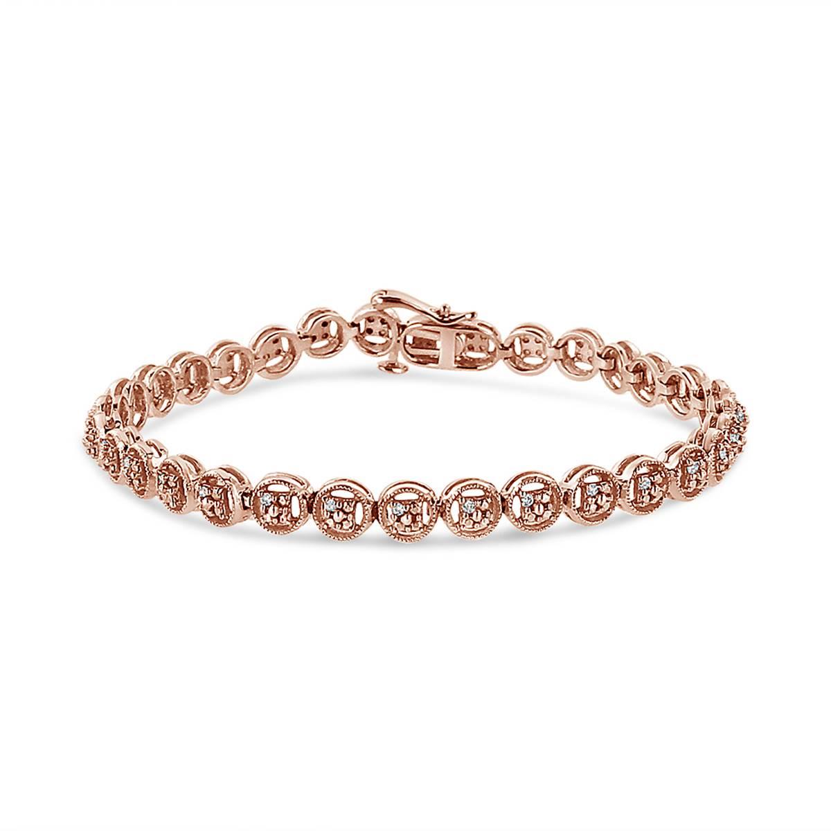 Haus of Brilliance Rose Gold over Silver Diamond Tennis Bracelet