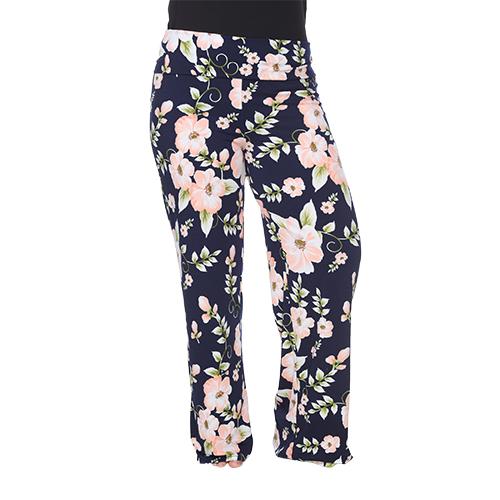 Plus Size White Mark Floral Print Palazzo Pants