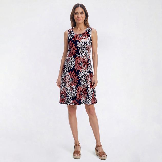 Womens Nina Leonard Sleeveless Floral Shift Dress