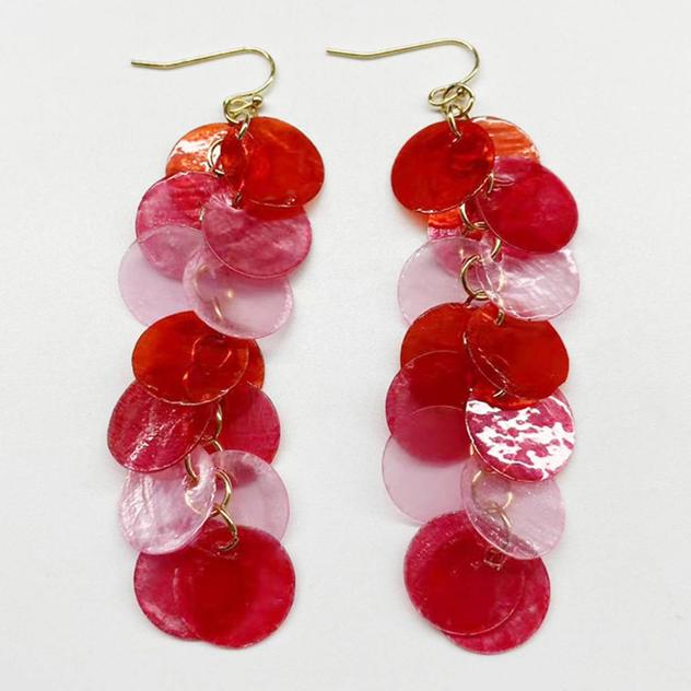 Ashley Cooper™ Fuchsia Shell Shaky Disc Dangle Earrings