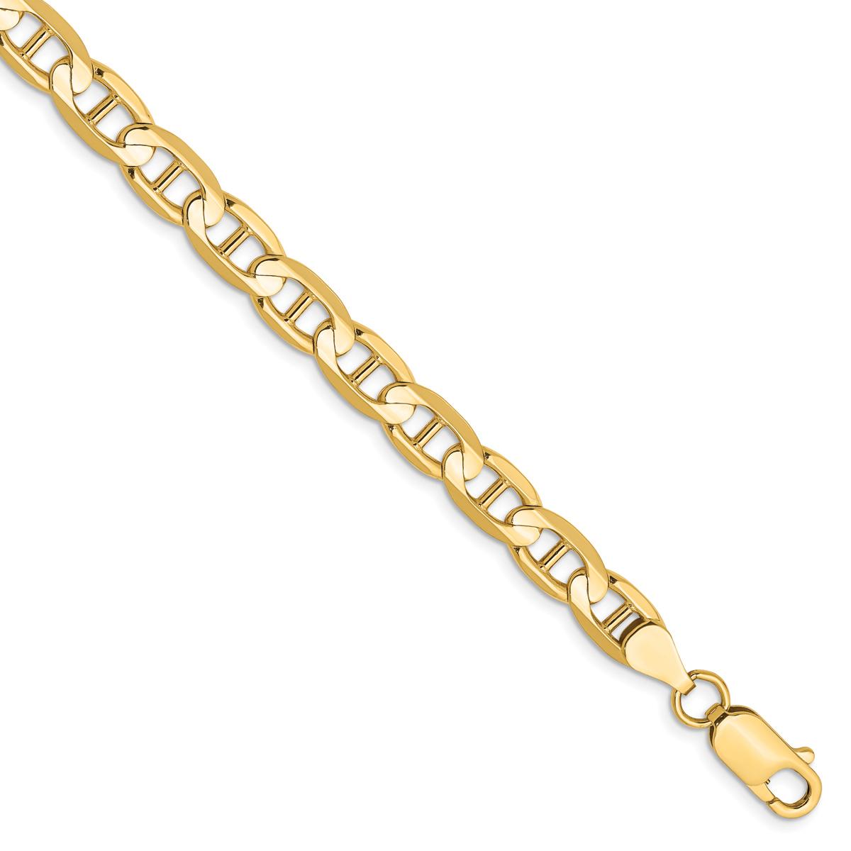 Mens Gold Classics(tm) 6.25mm. Concave Anchor Chain Bracelet