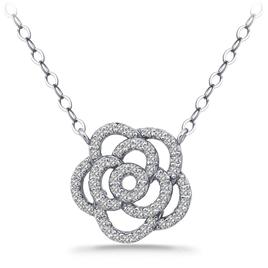 Designs by FMC Sterling Silver CZ Pave Rose Pendant