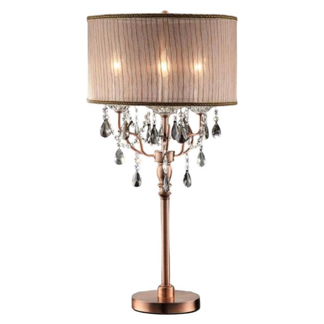 HomeRoots 32in. Rose Gold Faux Crystal Accent Table Lamp