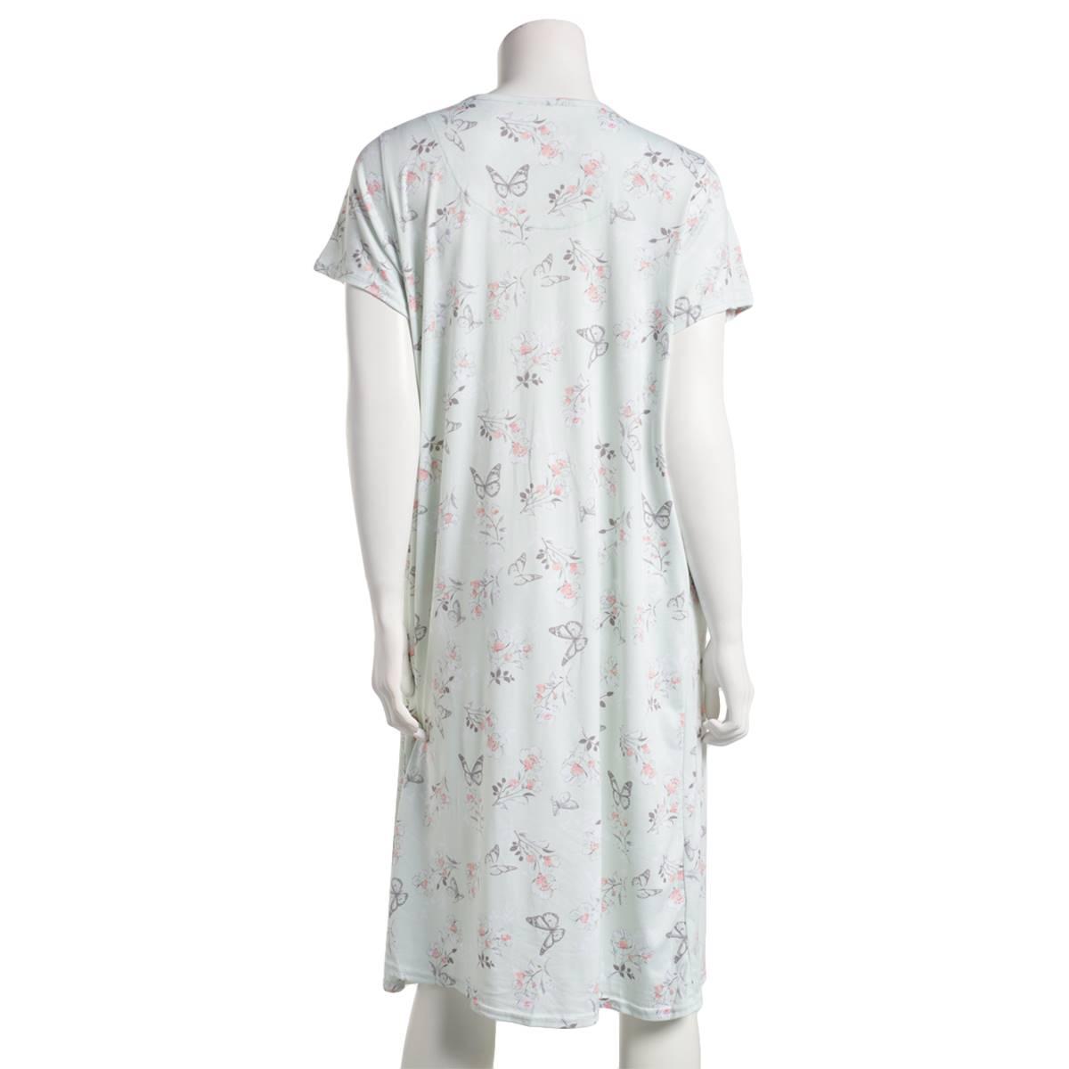 Womens Laura Ashley® Short Sleeve Floral Butterfly Nightgown