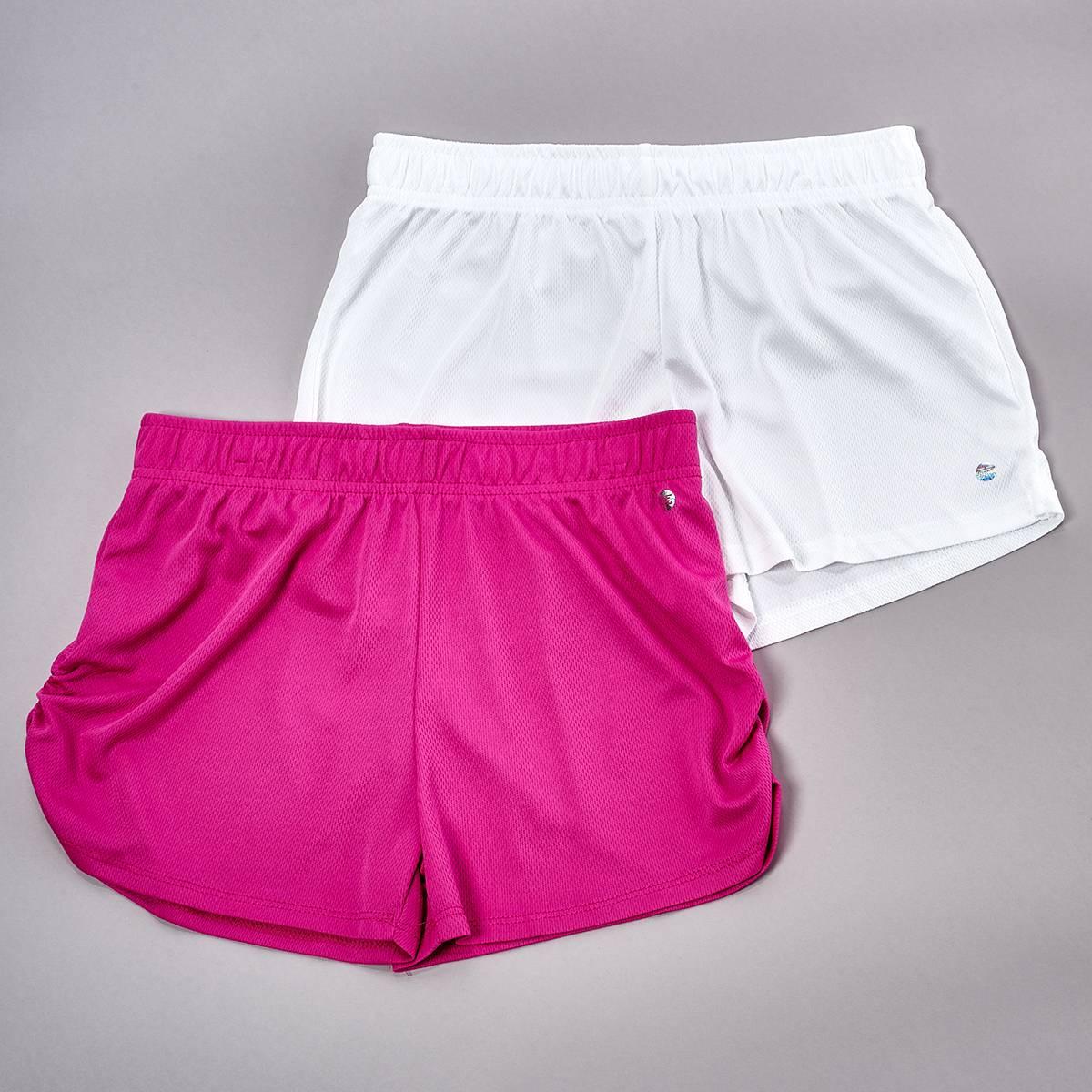 Girls (7-16) RBX 2pk. Ruched Mesh Shorts - Phlox Pink