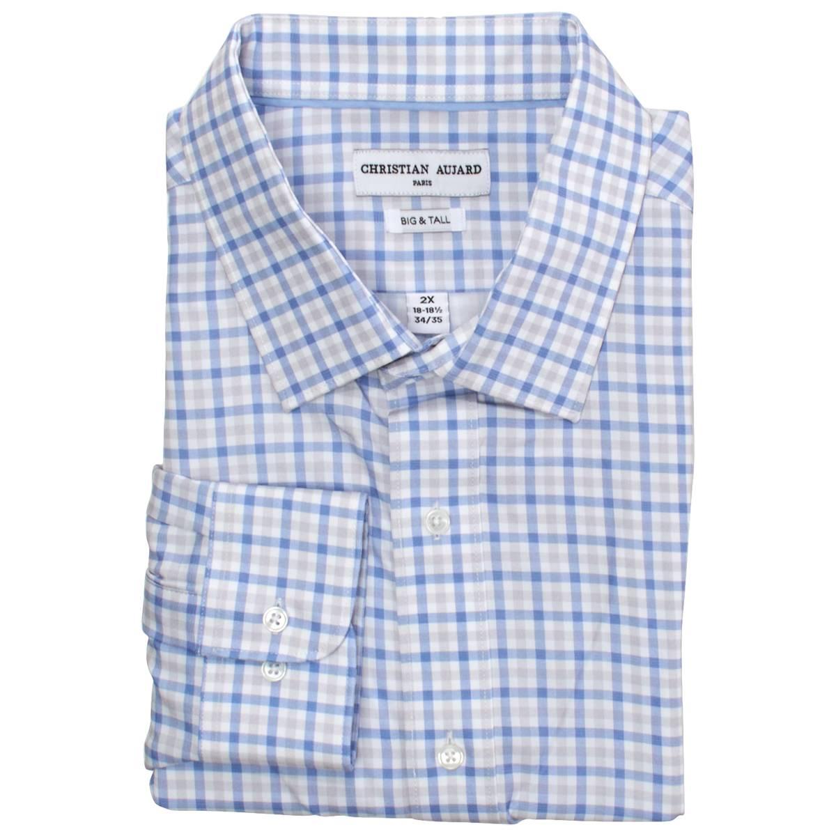 Mens Christian Aujard Big & Tall Stretch Dress Shirt - Blue Check