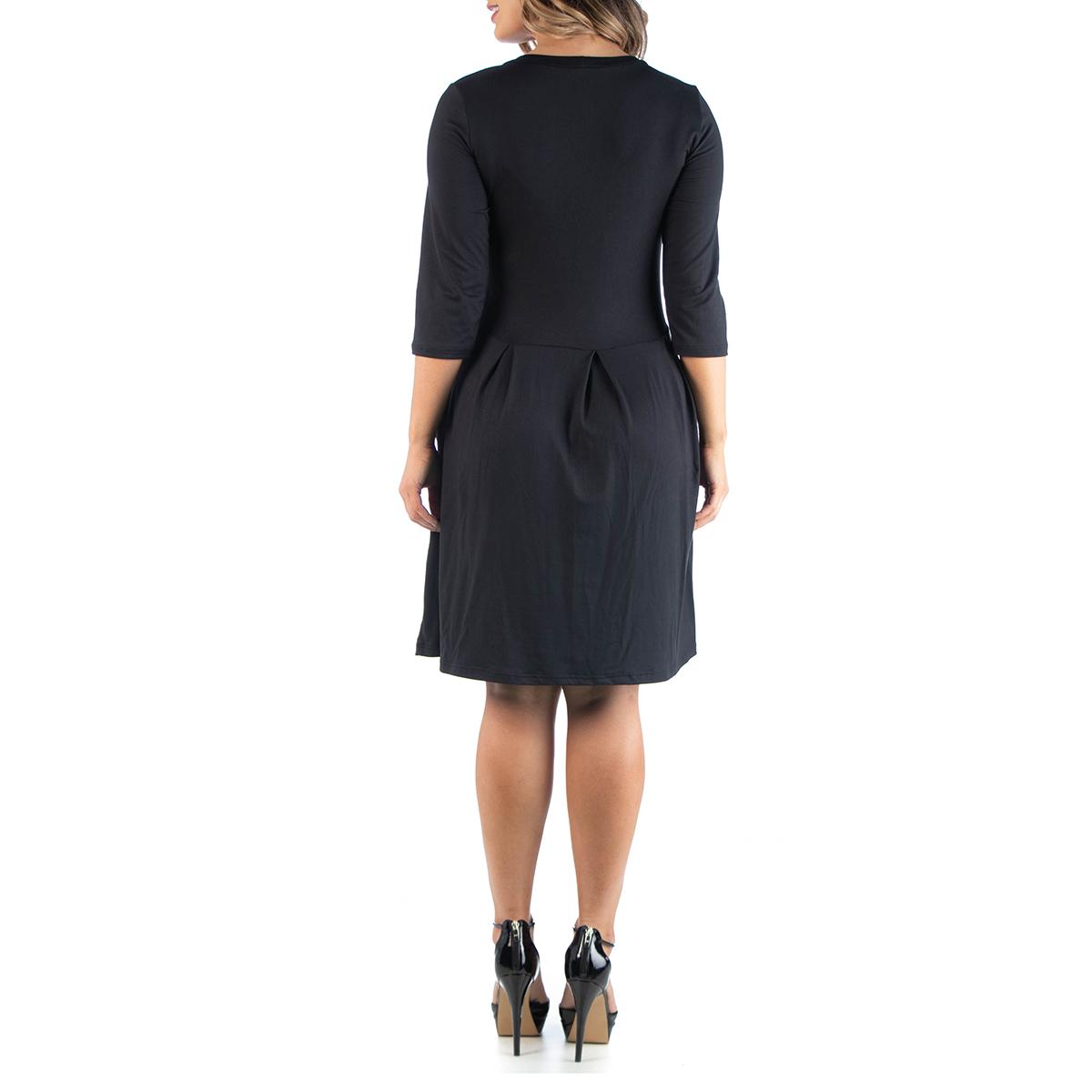Plus Size 24/7 Comfort Apparel Elbow Sleeve Pocket Shift Dress