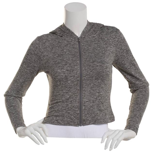 Juniors No Comment Arena Fleece Lined Marled Zip Hoodie