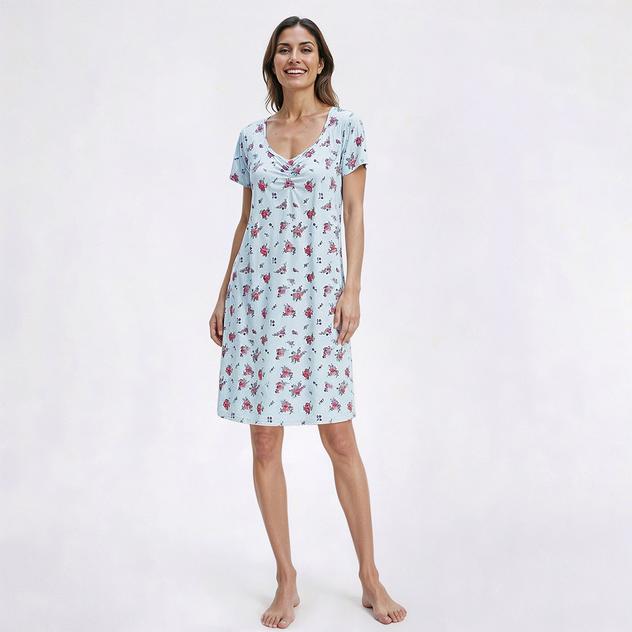 Womens Jessica Simpson Short Sleeve Staria Flower Nightshirt