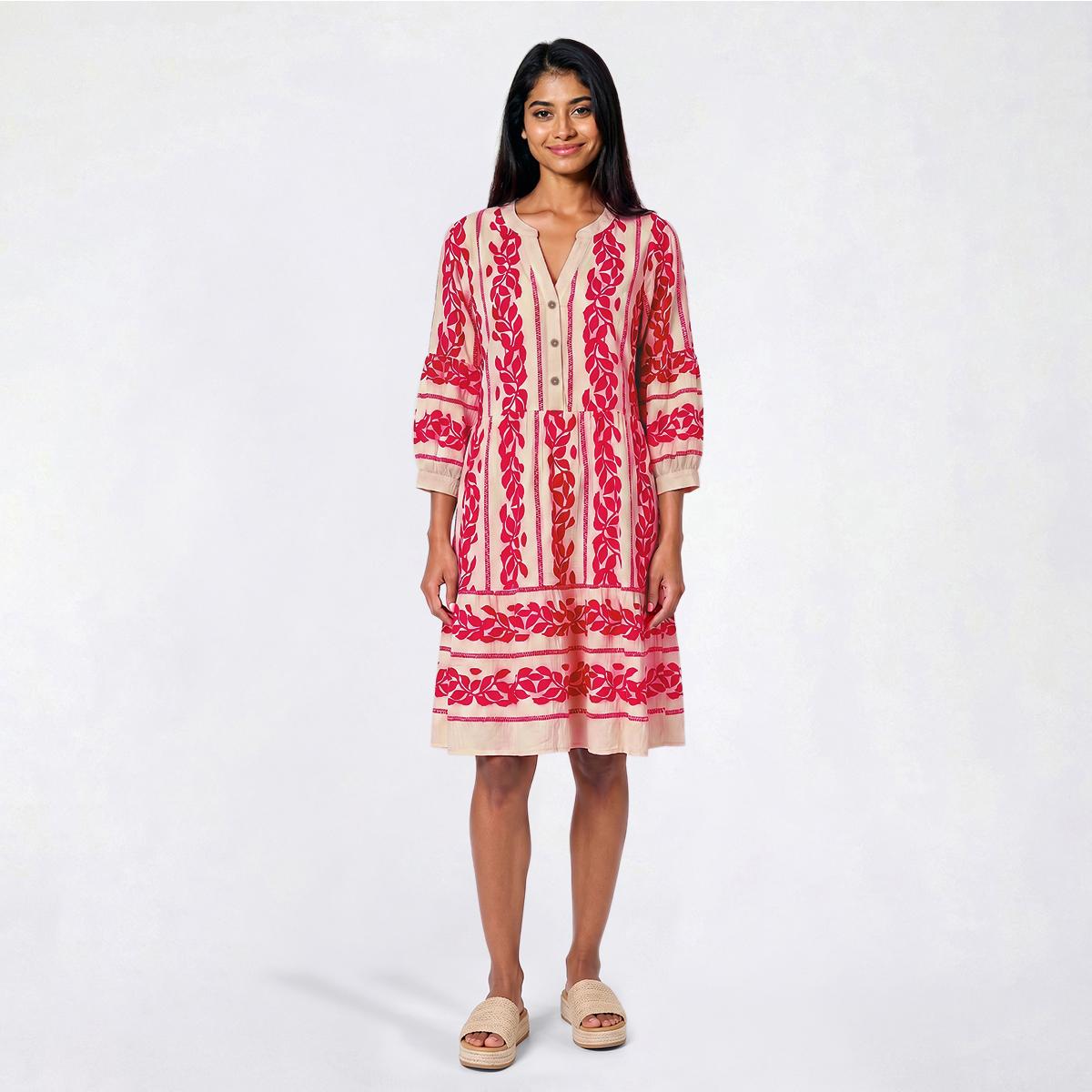Womens Figueroa & Flower 3/4 Sleeve Tier Babydoll A-Line Dress