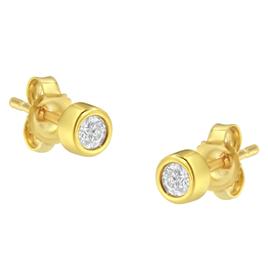 Diamond Classics(tm) Yellow Gold Diamond Bezel Stud Earrings