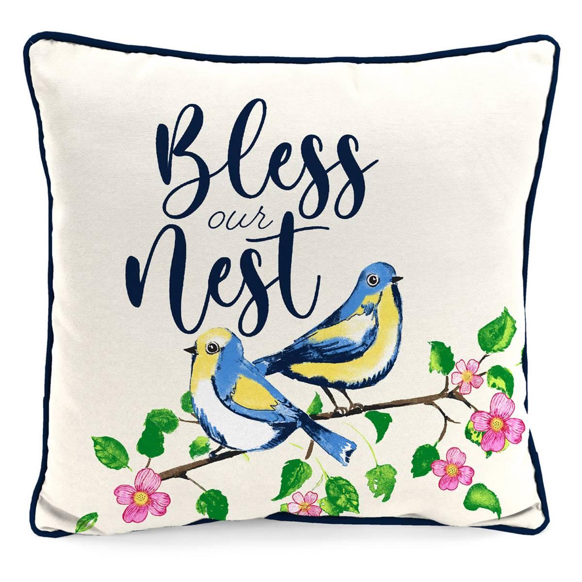 Jordan Manufacturing Bless Our Nest Outdoor Throw Pillow