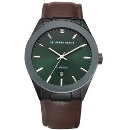 Mens Geoffrey Beene Gunmetal-Tone Green Dial Watch - GBA0029GU