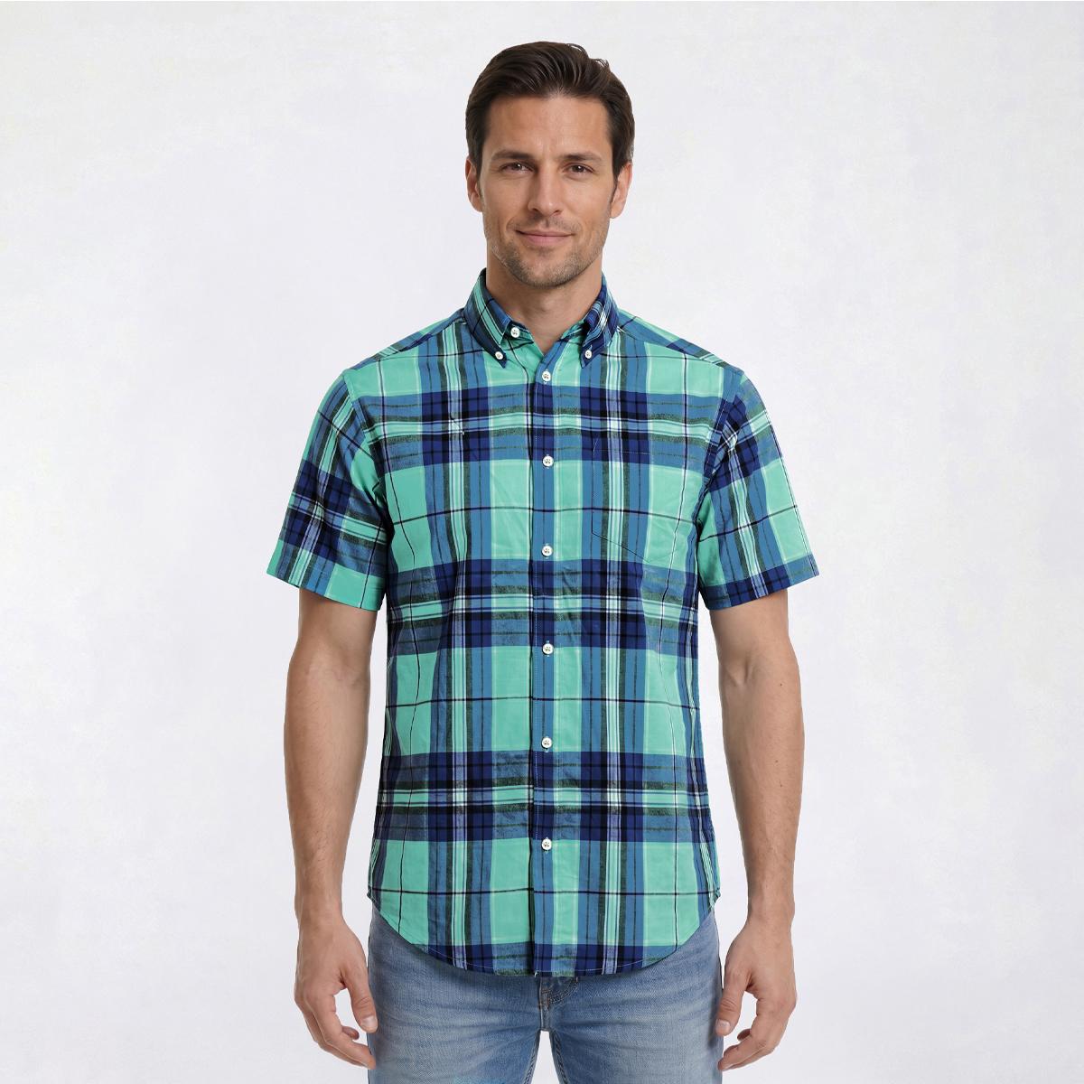 Mens Architect(R) Check Weekender Button Down Shirt - Mint/Blue