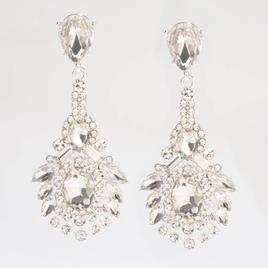 Rosa Rhinestones Peacock Chandelier Earrings