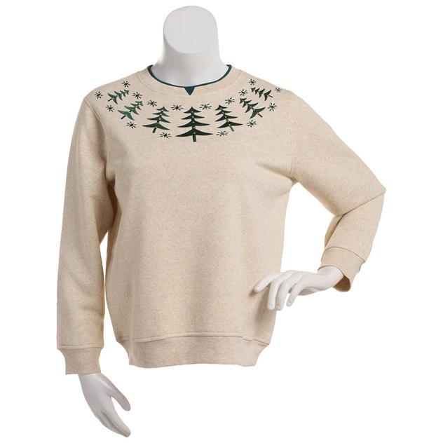 Womens Hasting & Smith Tree & Stars Embroidered Sweatshirt