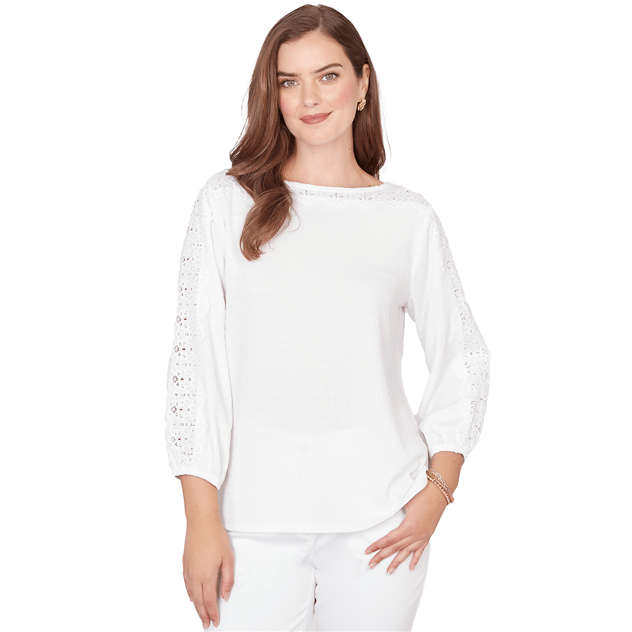 Womens Ruby Rd. California Dreaming 3/4 Sleeve Lace Blouse