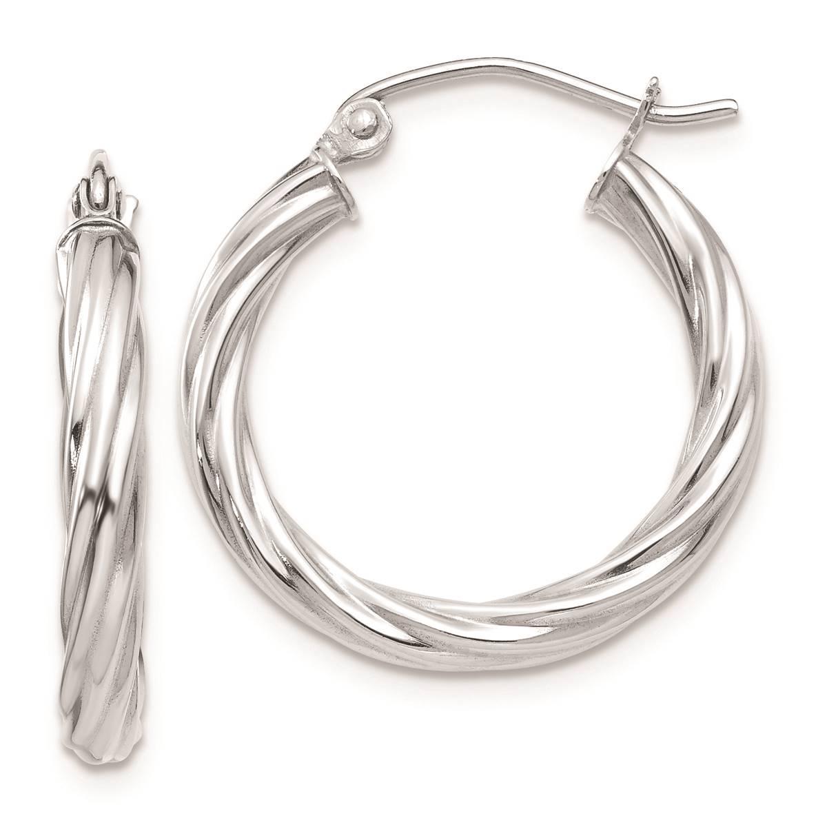 Gold Classics(tm) 10kt. White Gold Twist Polished 13mm Hoop Earrings