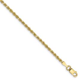 Gold Classics(tm) 10kt. 9in. Diamond-Cut Rope Chain Anklet