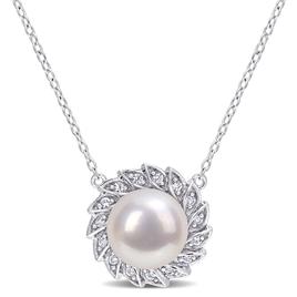Gemstone Classics(tm) Pearl & Sapphire Halo Pendant