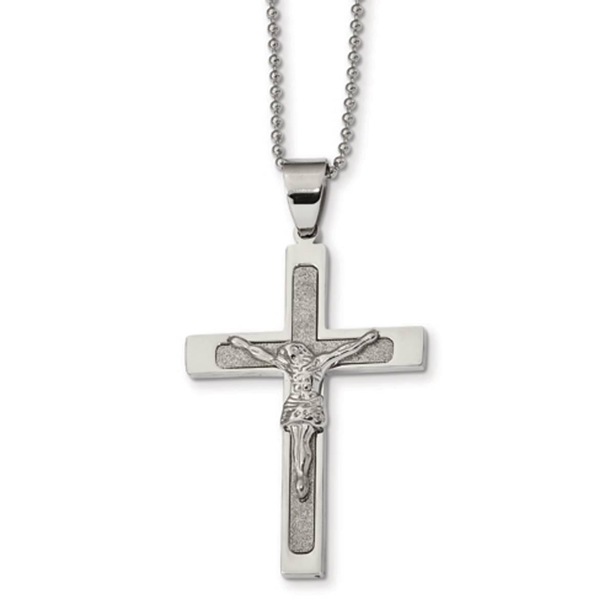 Mens Gentlemens Classics(tm) Polished & Laser Cut Crucifix Necklace