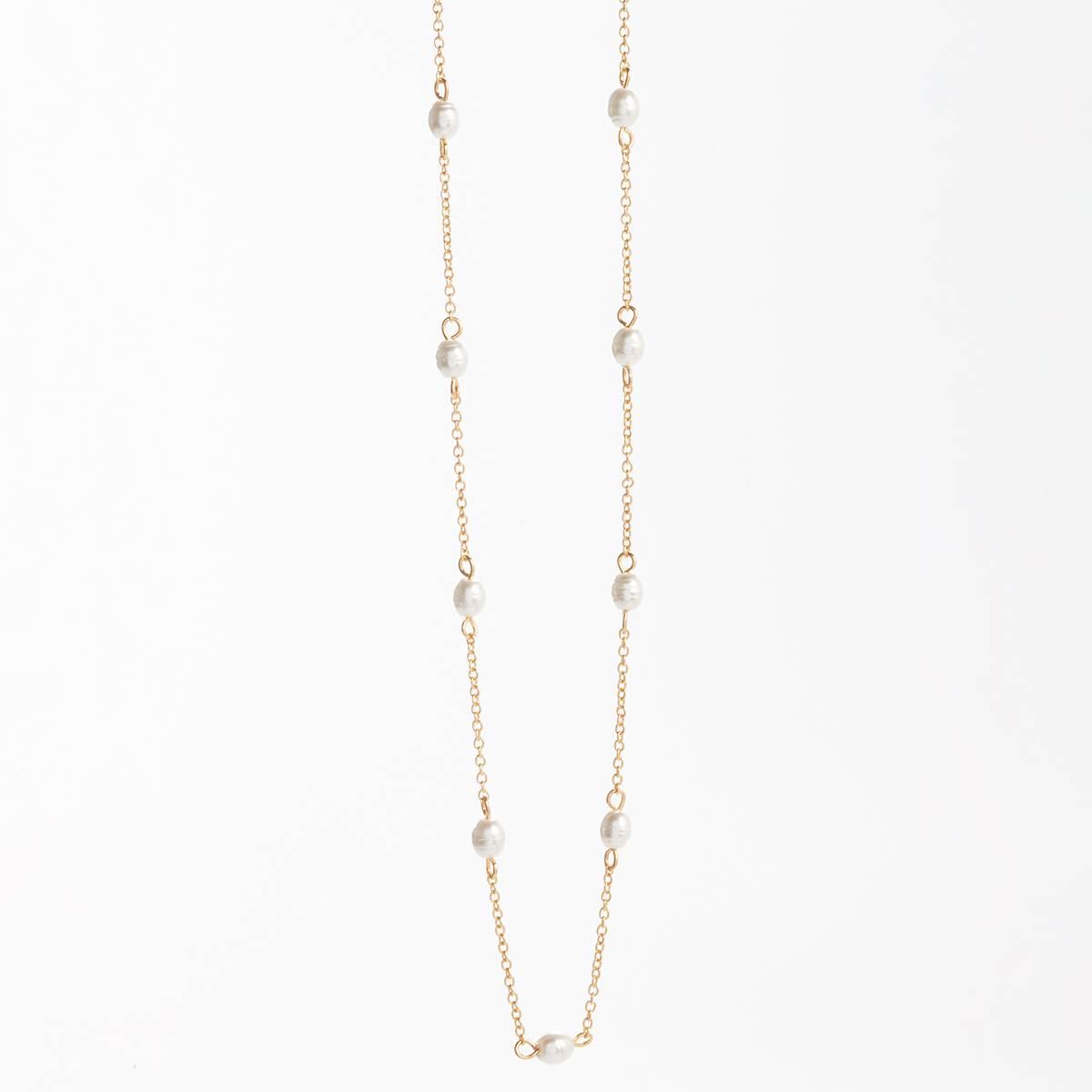 Design Collection Gold-Tone Glass/Pearl Chain Necklace