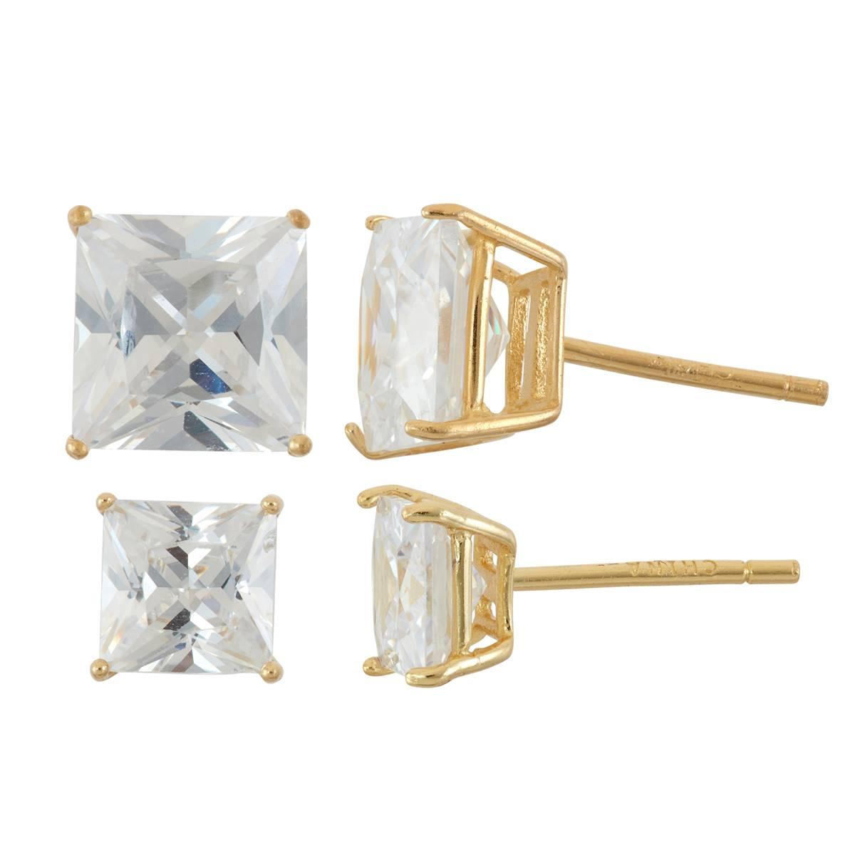 Forever New 2pr. Square White Cubic Zirconia Stud Earrings Set