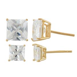 Forever New 2pr. Square White Cubic Zirconia Stud Earrings Set
