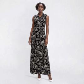 Womens MSK Sleeveless Floral Half Zip Neck Maxi Dress