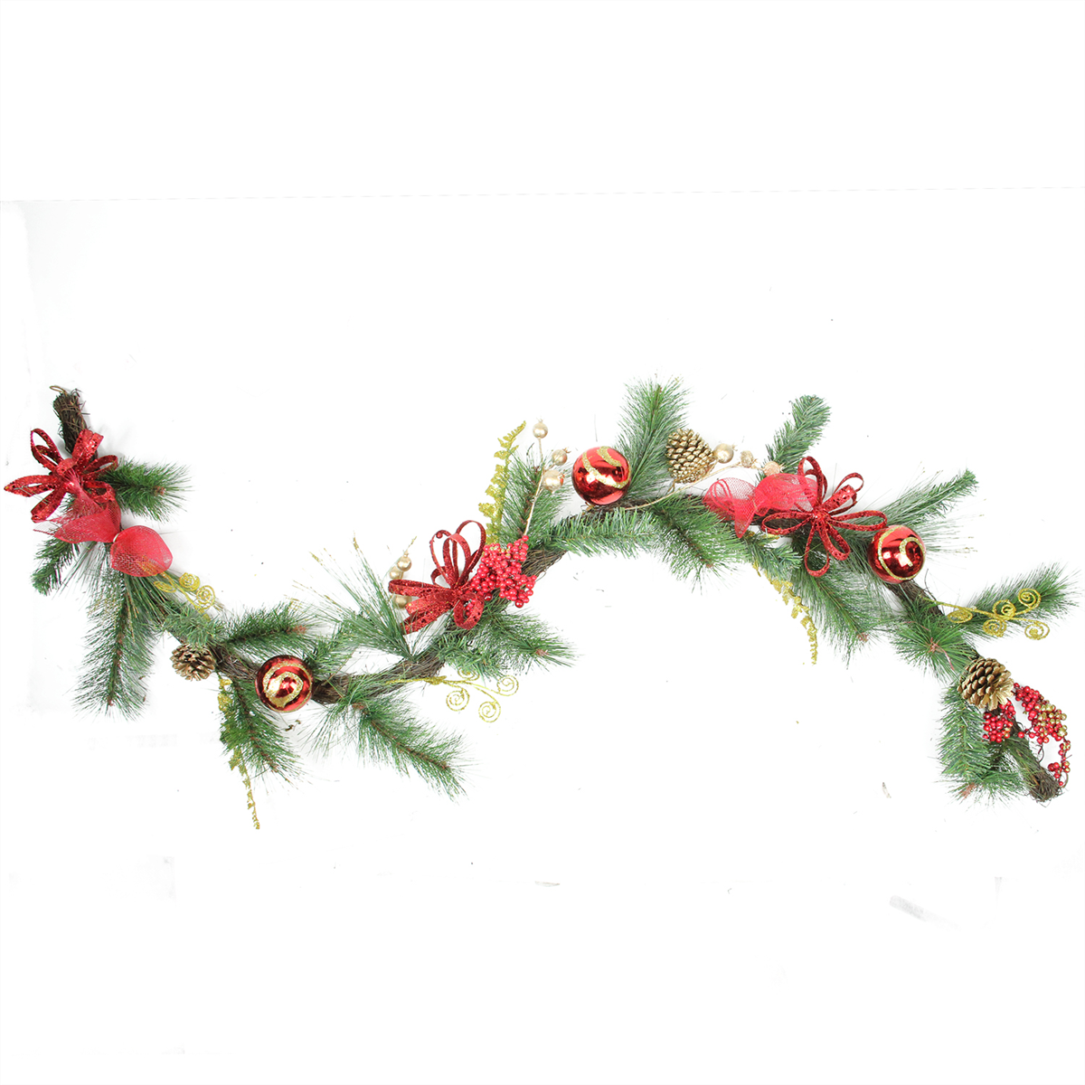 Northlight 6ft. Berries & Ornaments Mixed Pine Christmas Garland