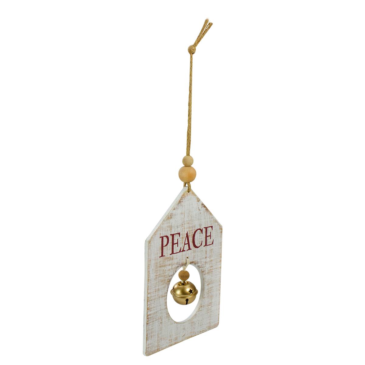Northlight Seasonal White Wooden "Peace" Christmas Ornament